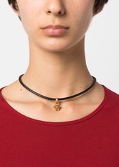 Versace Medusa pendant leather necklace