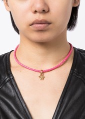 Versace Medusa pendant leather necklace