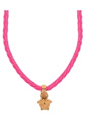 Versace Medusa pendant leather necklace