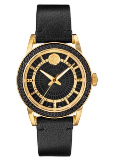 Versace Code Leather Strap Watch