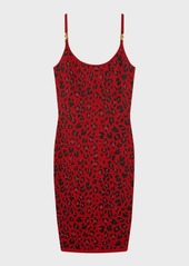 Versace Metallic Animalier Knit Sleeveless Midi Dress