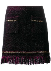 Versace metallic threading fringed woven skirt