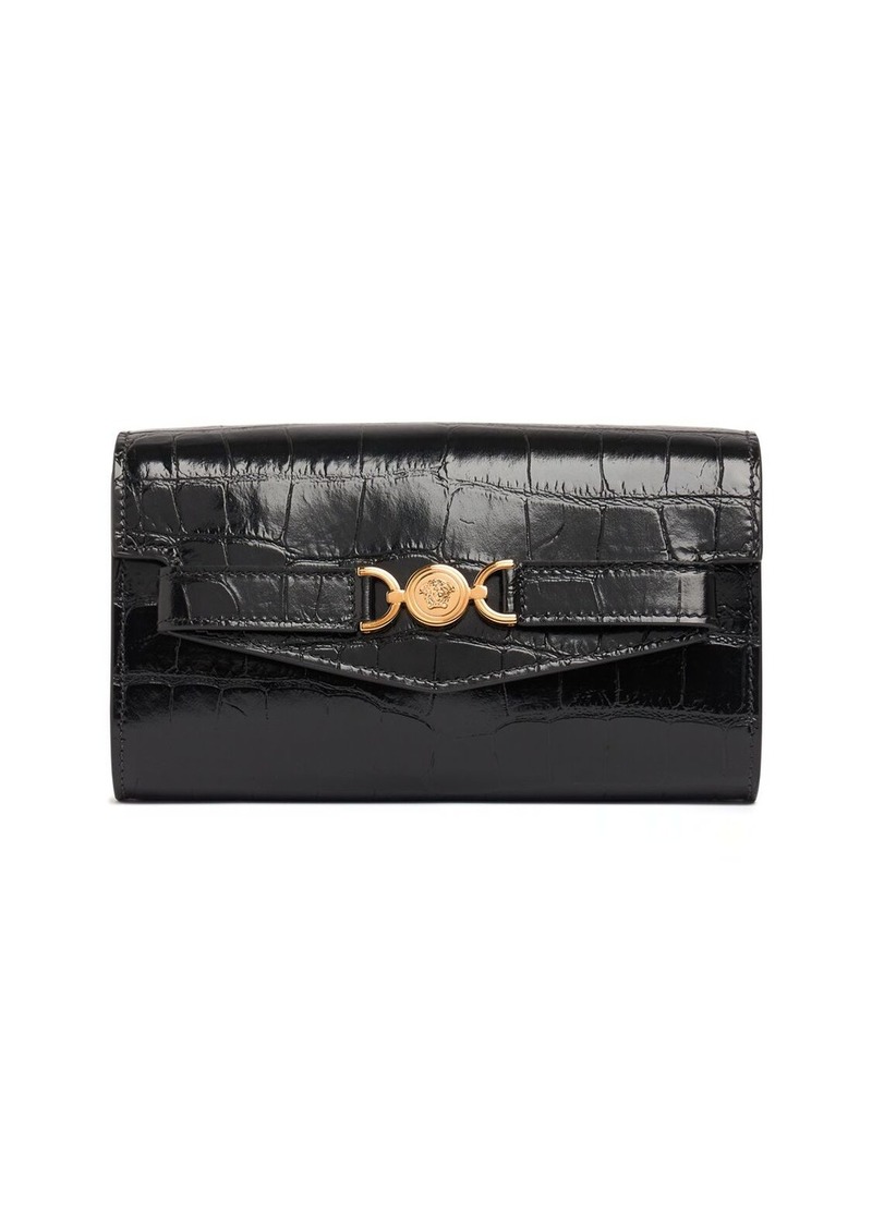 Versace Mini Croc Embossed Leather Clutch