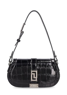 Versace Mini Croc Embossed Leather Shoulder Bag