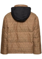 Versace Monogram Cotton Blend Down Jacket