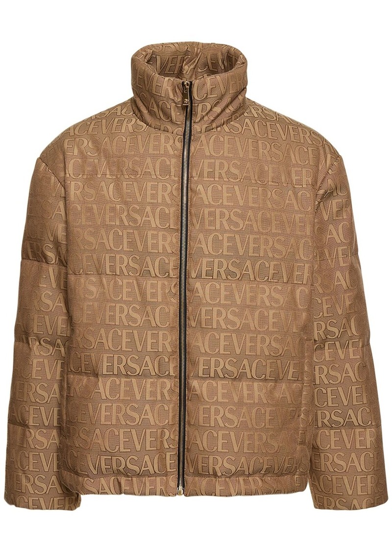 Versace Monogram Cotton Blend Down Jacket