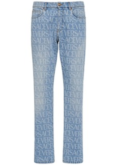 Versace Monogram Cotton Denim Jeans