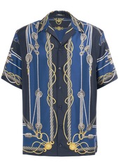 Versace Nautical Printed Silk Short Sleeve Shirt