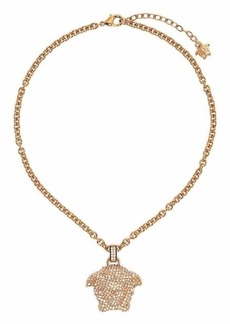Versace Necklace with Crystal Embellished Medusa Pendant in Gold-Tone Brass Woman