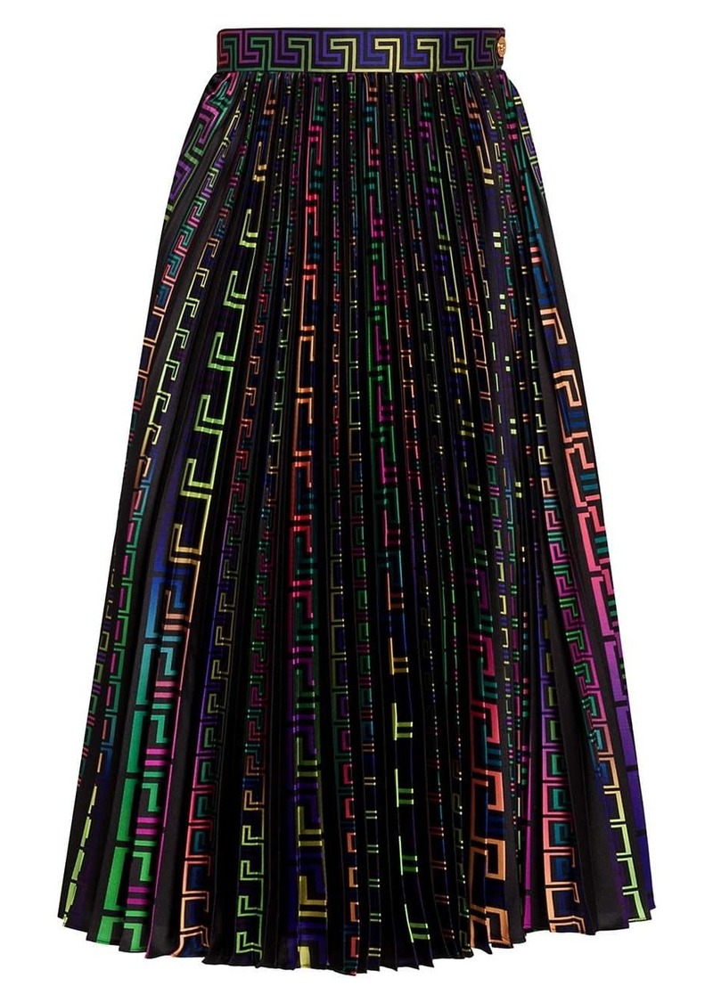 Neon Greco Print Pleated Skirt - 59% Off!