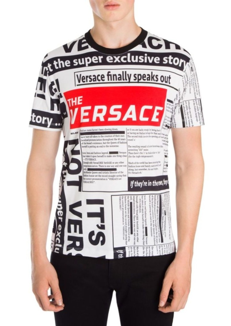 Versace Newspaper Logo T-Shirt | T Shirts