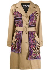 Versace paisley leopard accent trench coat