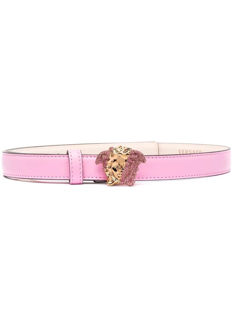 Versace Virtus Crystal Leather Belt - Pink