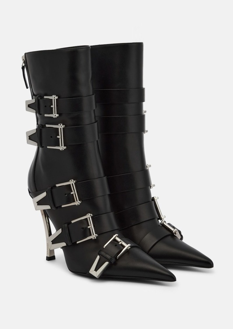 Versace Pin-Point Buckle leather ankle boots