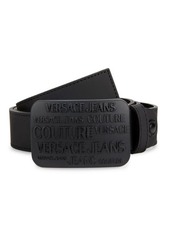 Versace Plaque Buckle Logo Leather Belt