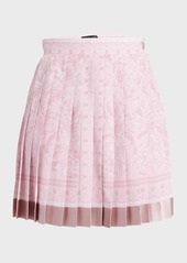 Versace Pleated Baroque-Print Crepe De Chine Mini Skirt