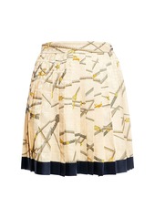 Versace Pleated Printed Silk Blend Mini Skirt