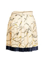 Versace Pleated Printed Silk Blend Mini Skirt