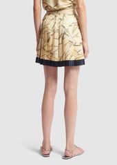 Versace Pleated Printed Silk Blend Mini Skirt