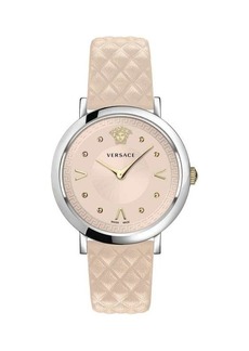 Versace Pop Chic Stainless Steel Leather-Strap Watch