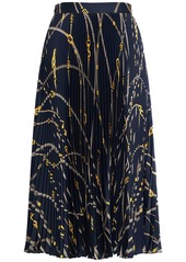 Versace Printed Pleated Twill Midi Skirt