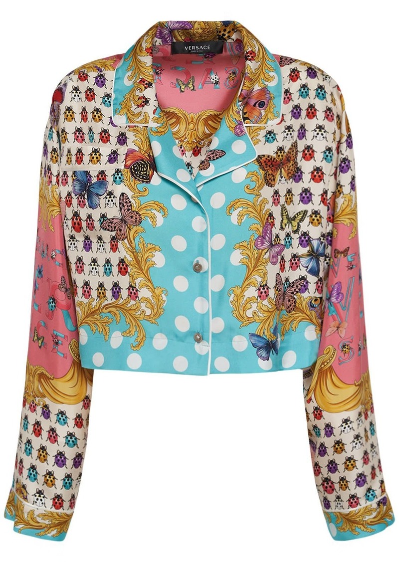 Versace Printed Silk Twill Crop Shirt