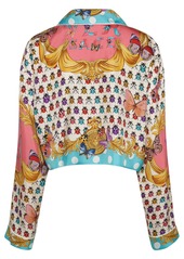 Versace Printed Silk Twill Crop Shirt