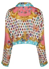 Versace Printed Silk Twill Crop Shirt