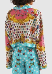 Versace Printed Silk Twill Crop Shirt