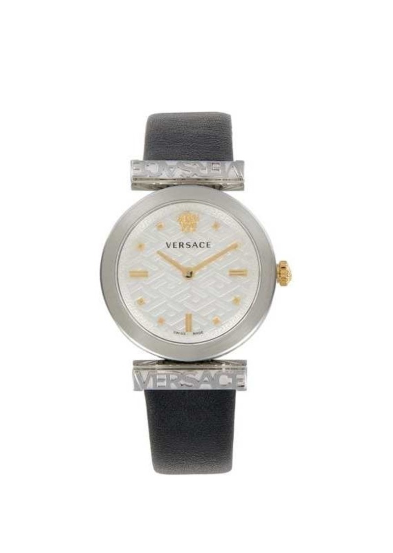 Versace Regalia 34MM Stainless Steel & Leather Strap Watch