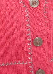 Versace Rib Knit V-neck Cropped Wool Cardigan
