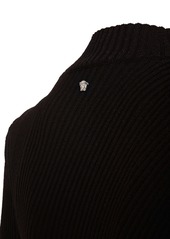 Versace Rib Knit Viscose Cutout Mini Dress