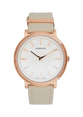 Versace Rose Goldtone Stainless Steel Leather-Strap Watch