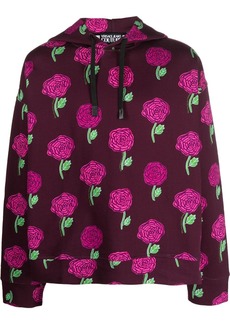 Versace rose-print cotton hoodie