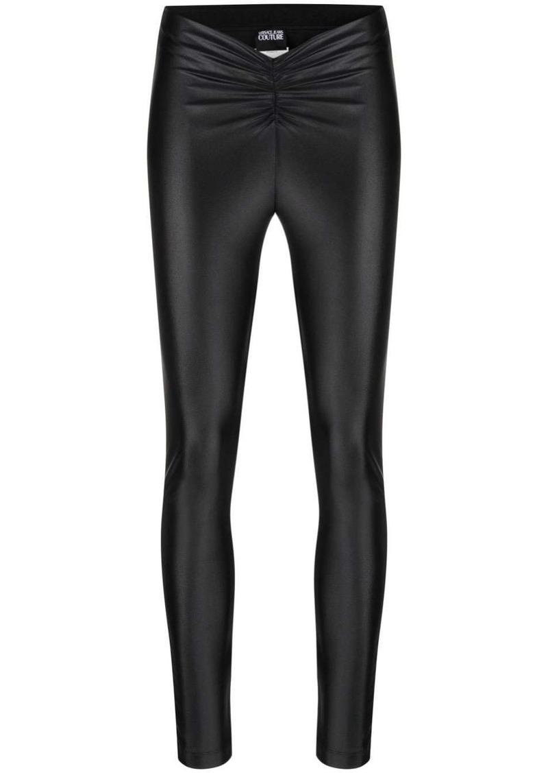 Versace ruched coated leggings