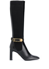 Versace safety pin knee-high boots
