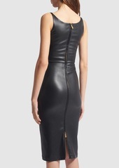 Versace Shiny Leather Bustier Midi Dress