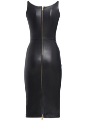 Versace Shiny Leather Bustier Midi Dress