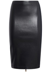 Versace Shiny Stretch Leather Midi Skirt