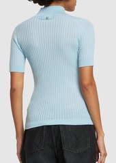 Versace Short Sleeve Rib Knit Sweater