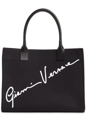 Versace Signature Embroidery Canvas Tote Bag