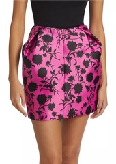 Versace Silhouette Floral Ruched Miniskirt