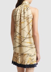 Versace Silk Blend Jacquard Sleeveless Top