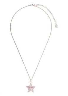 Versace Silver Tone Star Pendant Chain Necklace in Brass Woman
