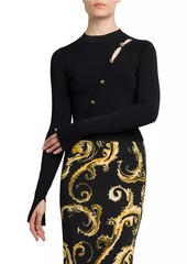 Versace Slash Button Cropped Knit Sweater