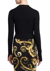 Versace Slash Button Cropped Knit Sweater