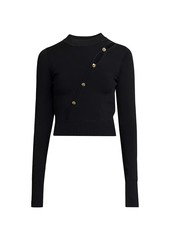 Versace Slash Button Cropped Knit Sweater