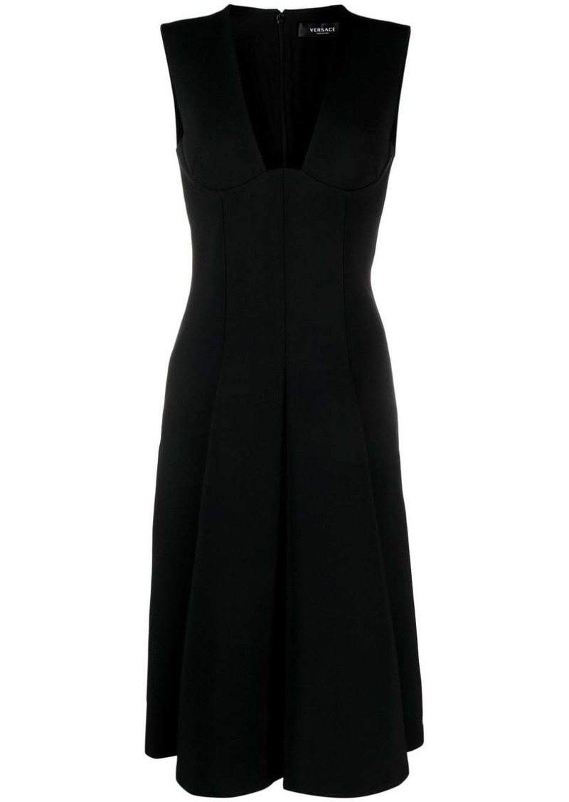 Versace box-pleat sleeveless midi dress