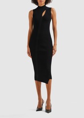 Versace Sleeveless Rib Knit Cutout Midi Dress