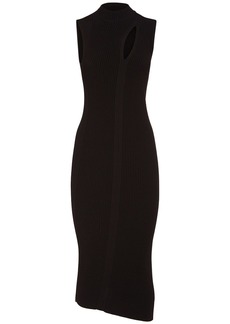 Versace Sleeveless Rib Knit Cutout Midi Dress